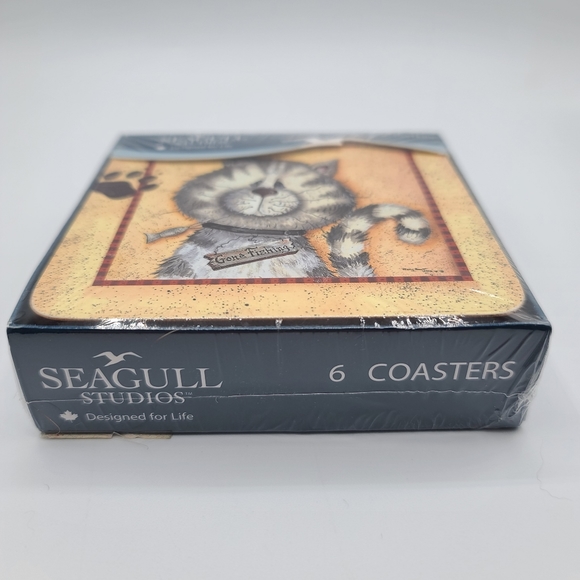 Seagull Studio Cat Coasters -Alley Catz Coasters set of 6 - Picture 3 of 3